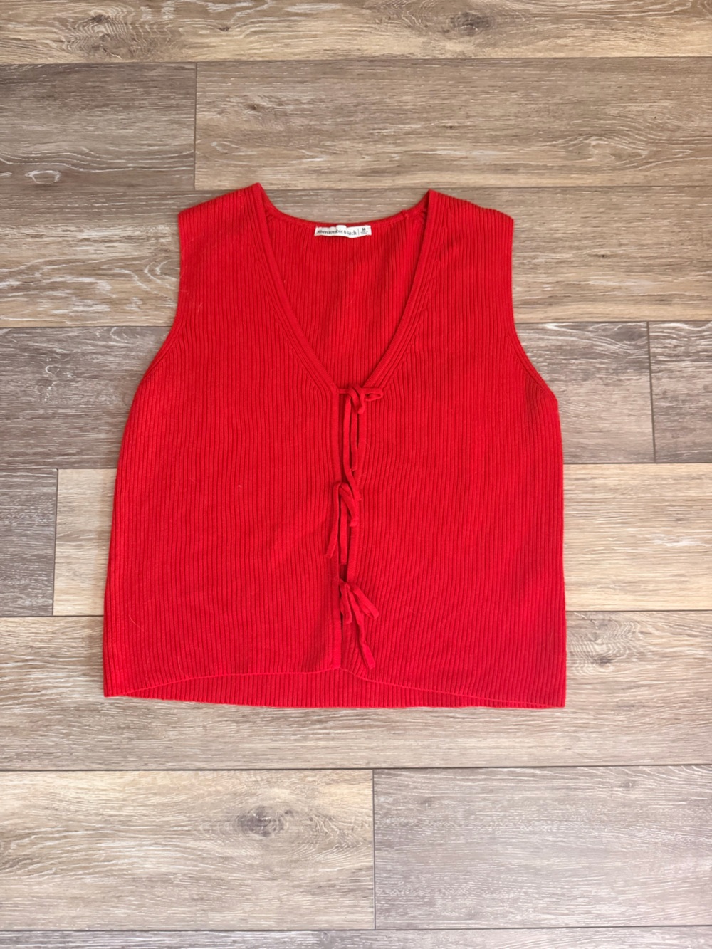 Abercrombie & Fitch Red Ribbed Tie-Front Knit Tank
